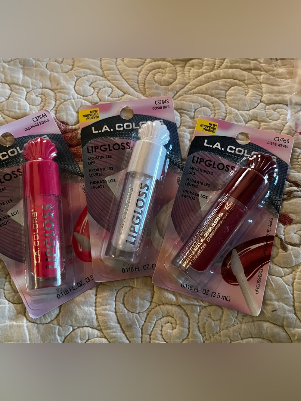 L.A. Colors Lip Gloss 3-Piece Bundle Mermaid Kisses Ocean Mist Make Waves NEW